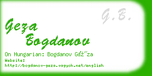 geza bogdanov business card